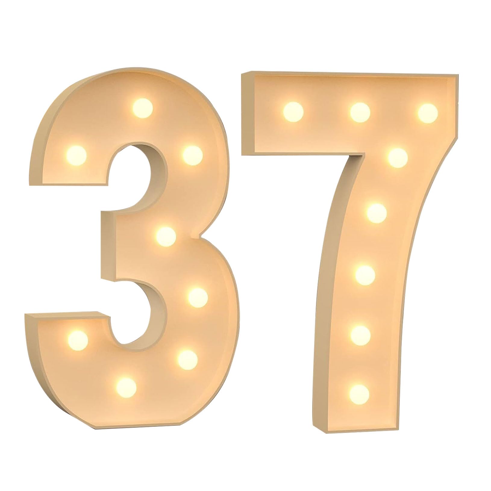 Numeri 37 grandi da 70 cm, con luci a mosaico, luci a LED pre-tagliate, set di pannelli in schiuma per compleanno, Capodanno, anniversario