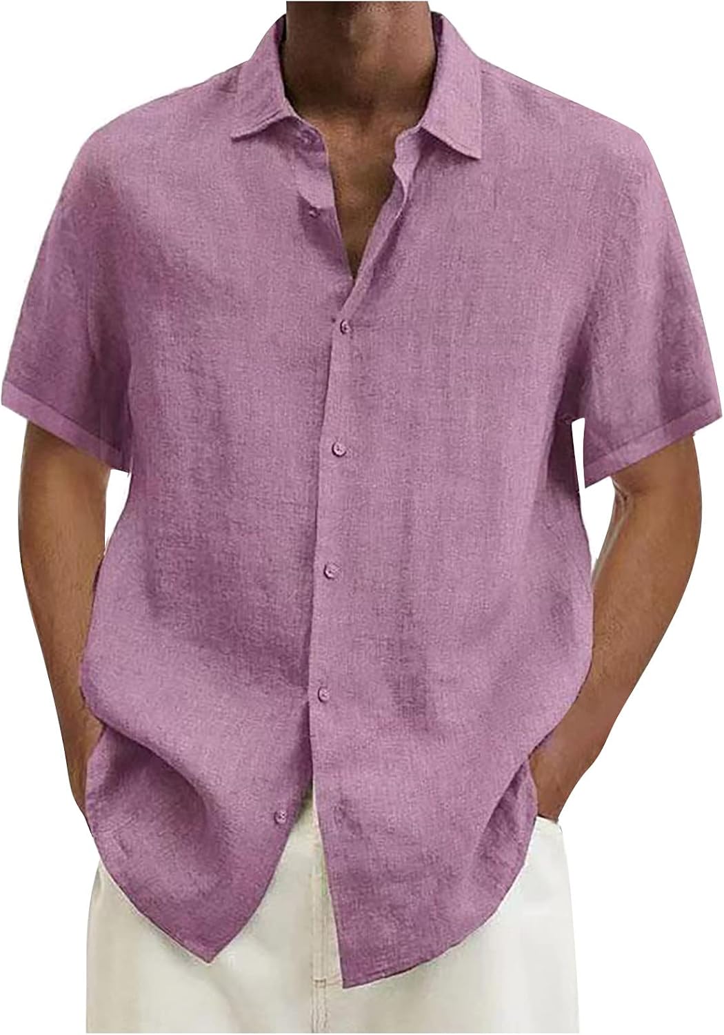 Ymosrh Men's Shirts Designer Spring Summer Casual Cotton Linen Solid Color Short Sleeve Shirts Loose, S-3XL