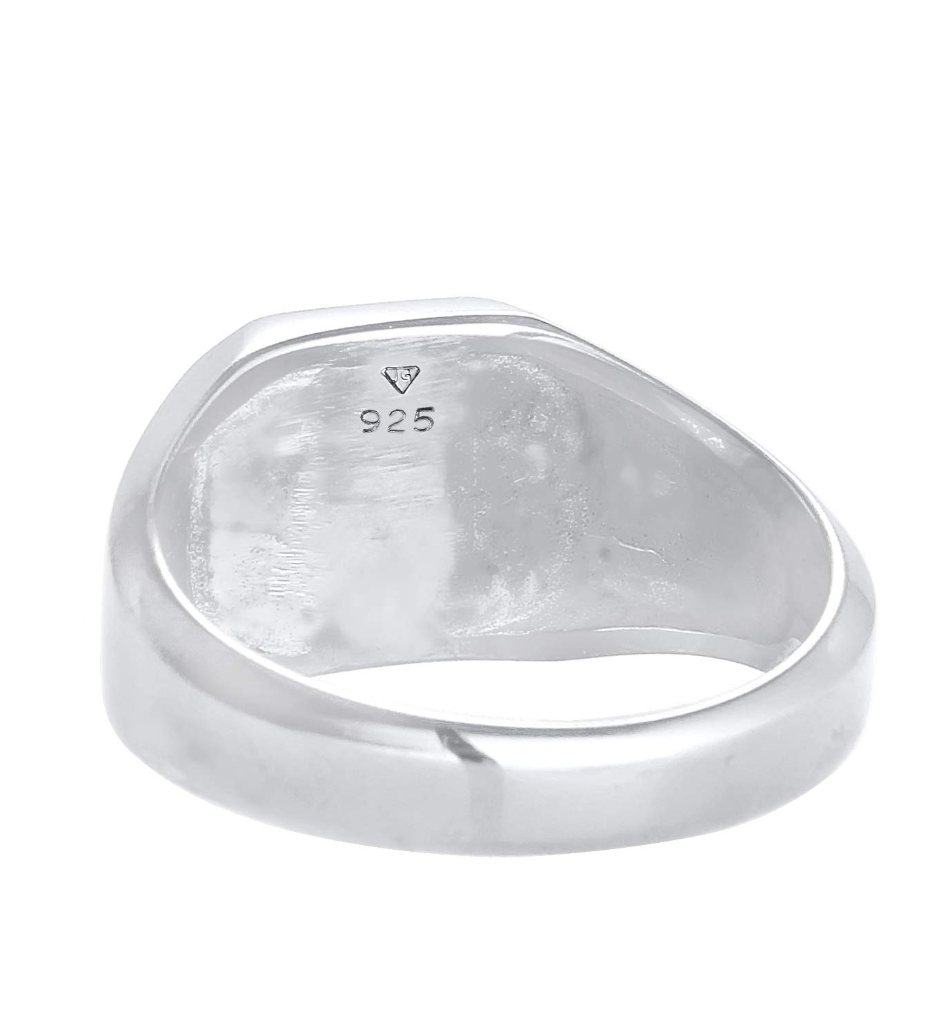 Kuzzoi Siegelring Herrenring 10 mm Achteck mit Emaille Schwarz 925 Silber | massiv breit Klassischer Herren Silberring Ring für Männer poliert in der Ringgröße 60 - 66