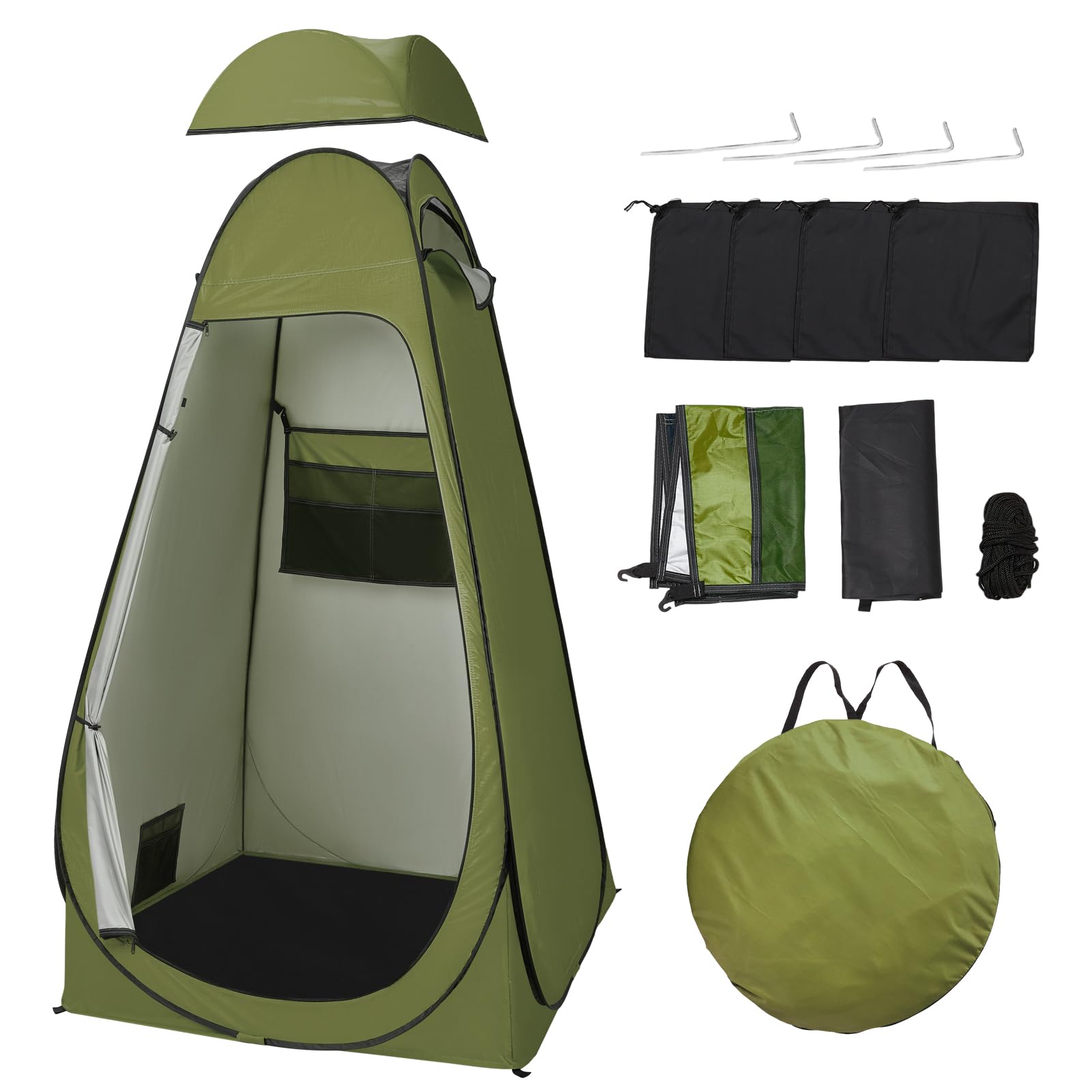 Warmiehomy Pop Up Toilet Tent, Portable Shower Privacy Tent, Outdoor Changing Rooms Tents for Camping Beach Fishing Hiking Sun Shelter, UV Protection, with Carrying Bag, Green