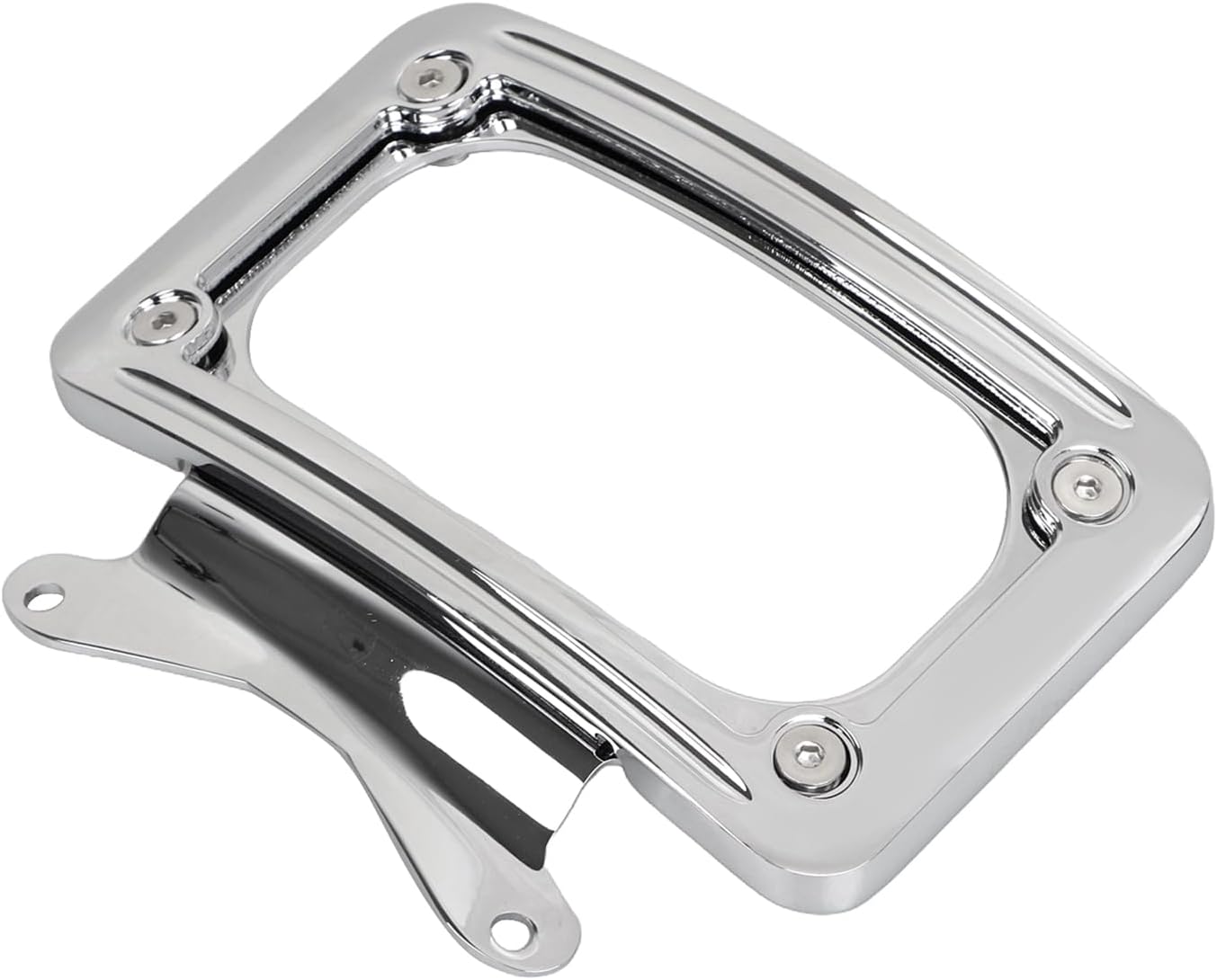 Chrome Curved License Plate Aluminum Frame Mount Bracket for Harley Touring Road Glide Road King Street Glide FLHRXS FLHX FLHXS FLHXST FLTRX FLTRXS and FLTRXST Models 2010-2023