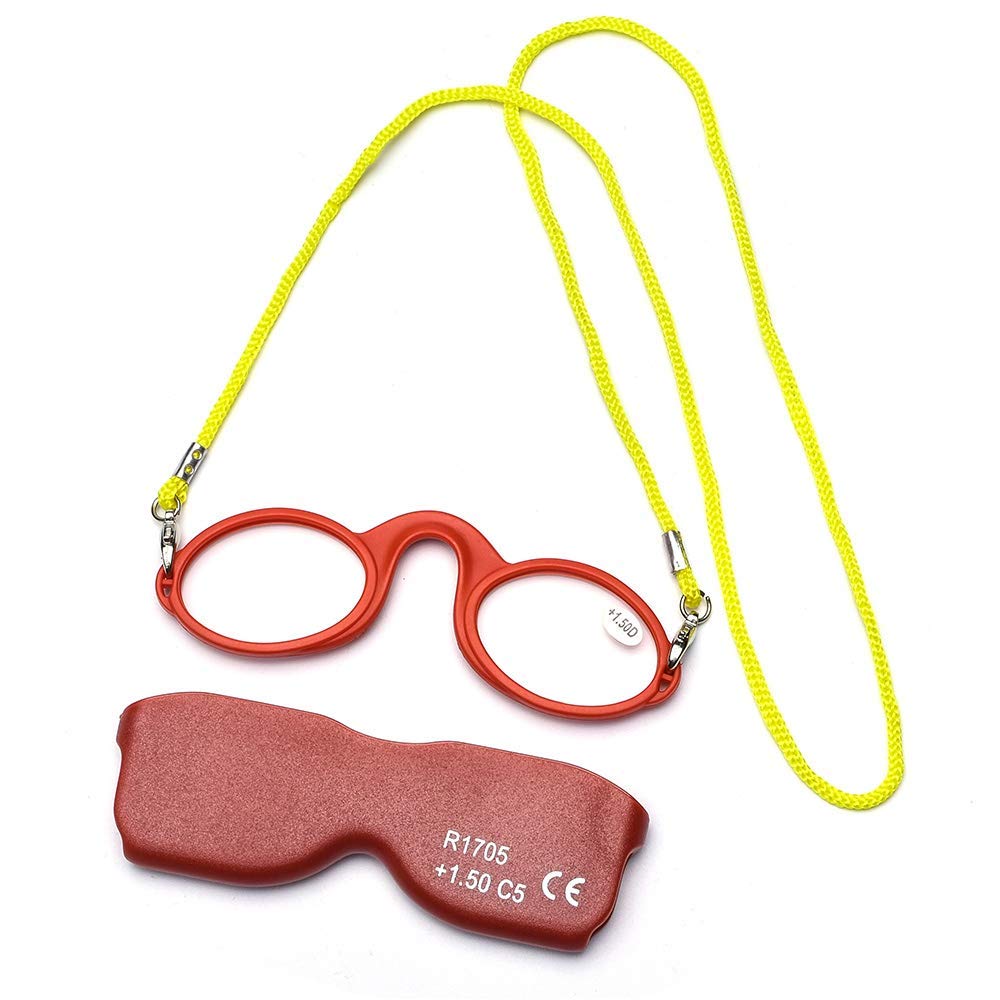 Gafas de Lectura sin Brazos con Estuche y cordón para el Cuello - Lectores ovalados portátiles para Hombres y Mujeres - Lectores de Moda para Ancianos,Gray,+2.00