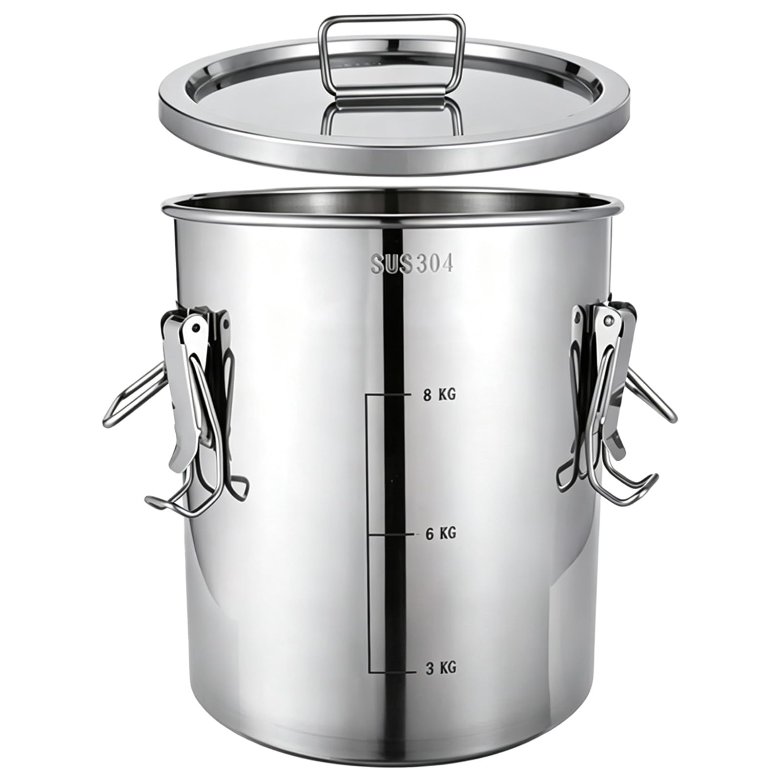 Luftdichter Vorratsbehälter Für Lebensmittel Aus Edelstahl 304(8L) | BehäLter Mit Deckel, Verriegelung Und Griff, Optional Mit Wasserhahn FüR Reis Getreide FüR Den Hausvorrat Restaurants