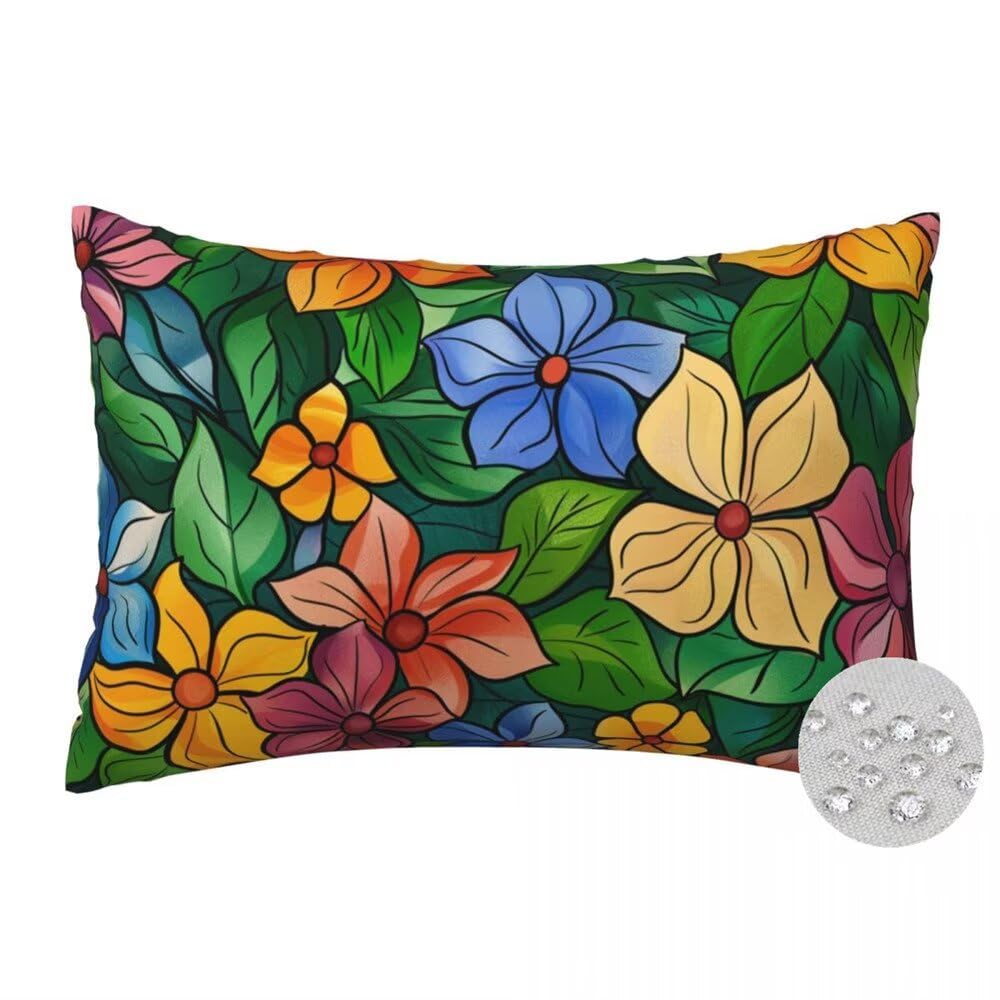 Housse de coussin d'extérieur 40x60 lot de 2 en lin imperméable FS96