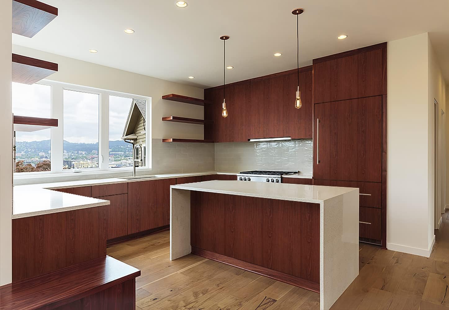 CiCiwind Contact Paper Wood Grain Wallpaper Red Brown Wall Paper Peel and Stick Removable Self Adhesive Thicken Textured Decoral Cabinets Drawer Countertop Waterproof Easy to Clean 78.7”x17.7”