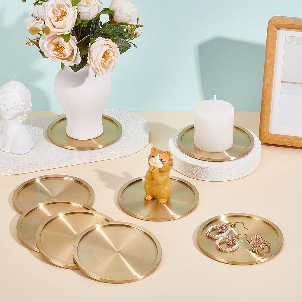 NBEADS 8 posavasos de latón pesado para bebidas, 10 cm, posavasos de bronce macizo dorado, soporte para tazas de té de cobre sólido para restaurante, cocina, bar, mesa de comedor