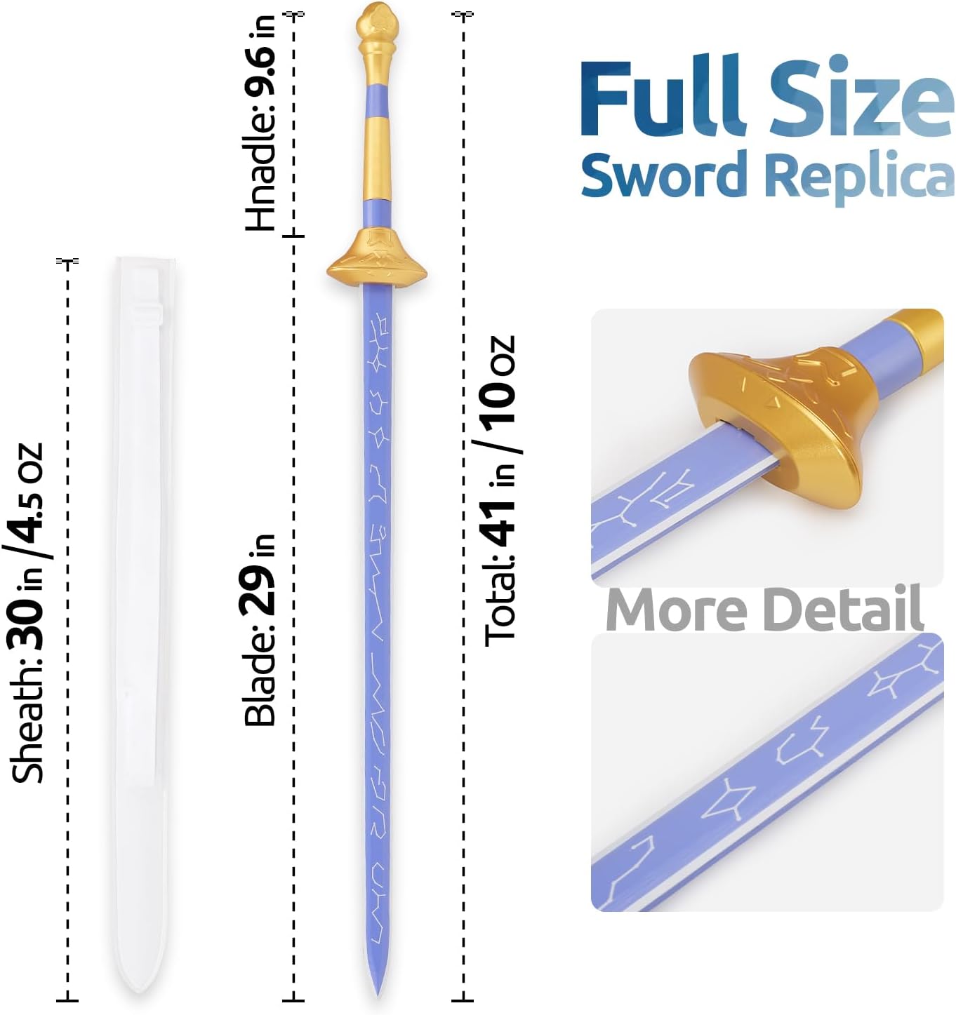 41" Anime Cosplay Sword with Sheath, Non-3D Printed & Back-Carry, Collectible Prop for Costume&Display - Purple Sword