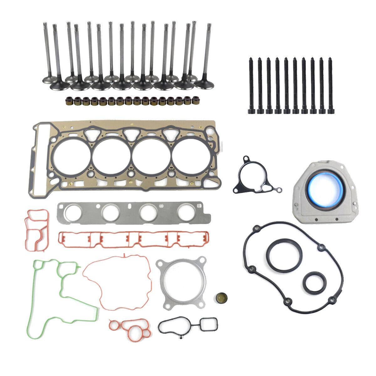 Joint de culasse avec jeu de soupapes avec boulon Compatible avec V W S.e a.t Sk0da 1.8 TFSI 2.0 TFSI 1.8 TSI 2.0 TSI 06H103383AF 06J103383D 06H103085J 06H103085G 06B103113C