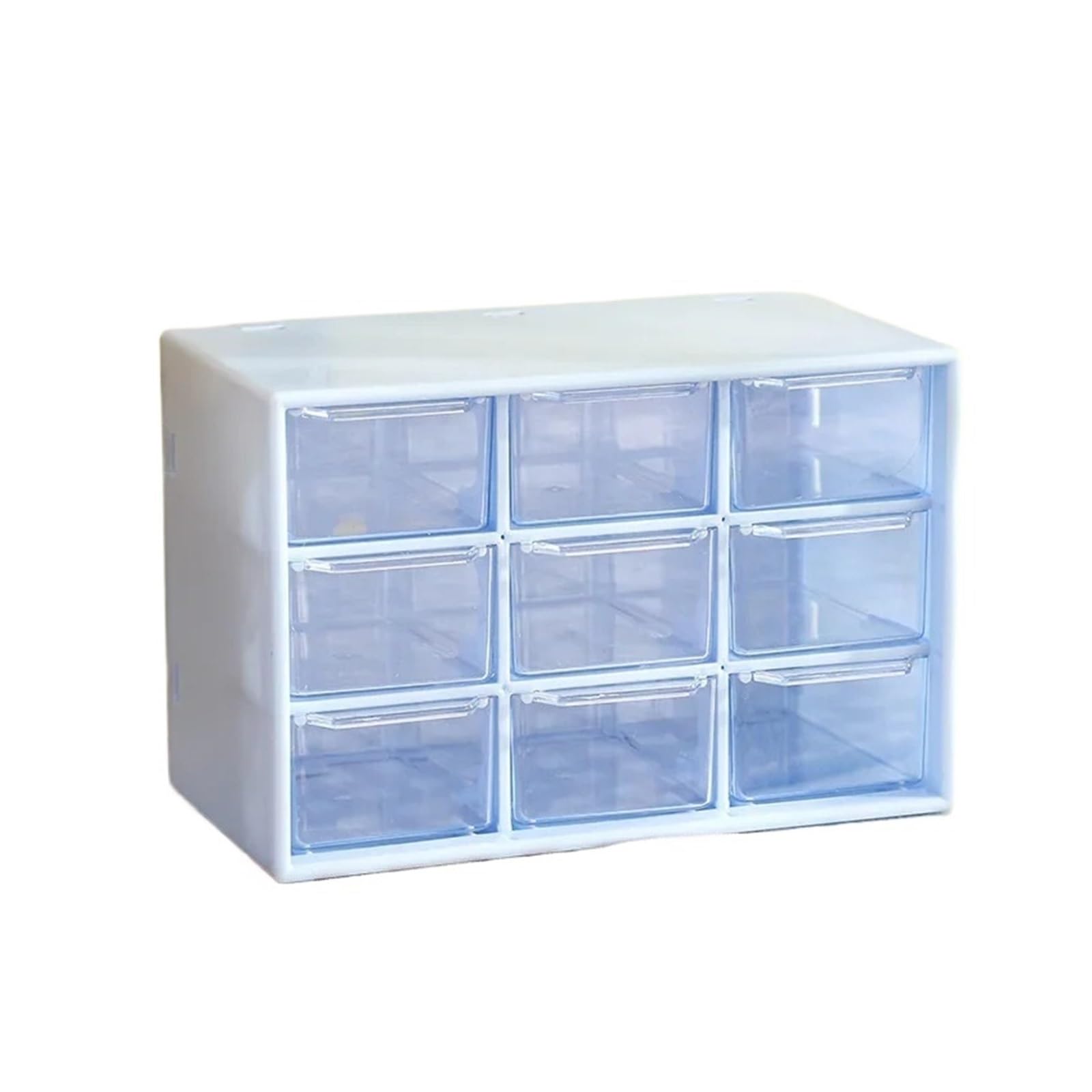 GMGQJST Compartment Storage Boxes Desktop 9 Grid Storage Boxes Organizer Transparent Small Drawer Partitioned Student Desk Wall-mounted Sundries Storage Box Cute(Blue)