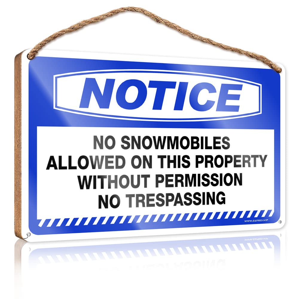FZFN Funny Wall Decor Signs Notice No Snowmobiles Allowed On This Property Wooden Sign Funny Wall Hanging Decor Plaque Gifts For Work Fri(15X28CM)