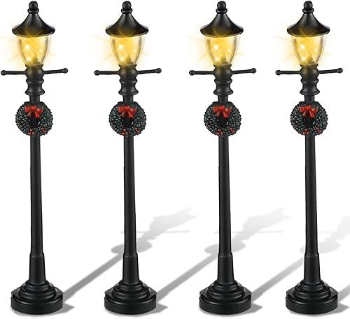 Miniatura 20 de Lámpara de Navidad para poste de aldea, accesorios de aldea, lámpara de tren, farol, lámpara de calle en miniatura, luces de calle decorativas
