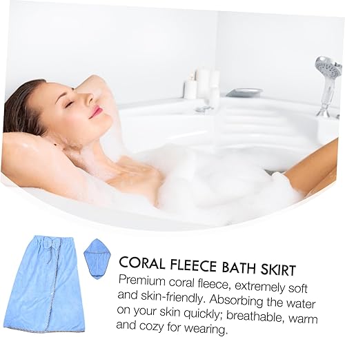 Miniatura 8 de 2 piezas de falda de baño turca toallas de baño para adultos, gorro de ducha lavable, toalla de secado de pelo para mujer, falda de baño para