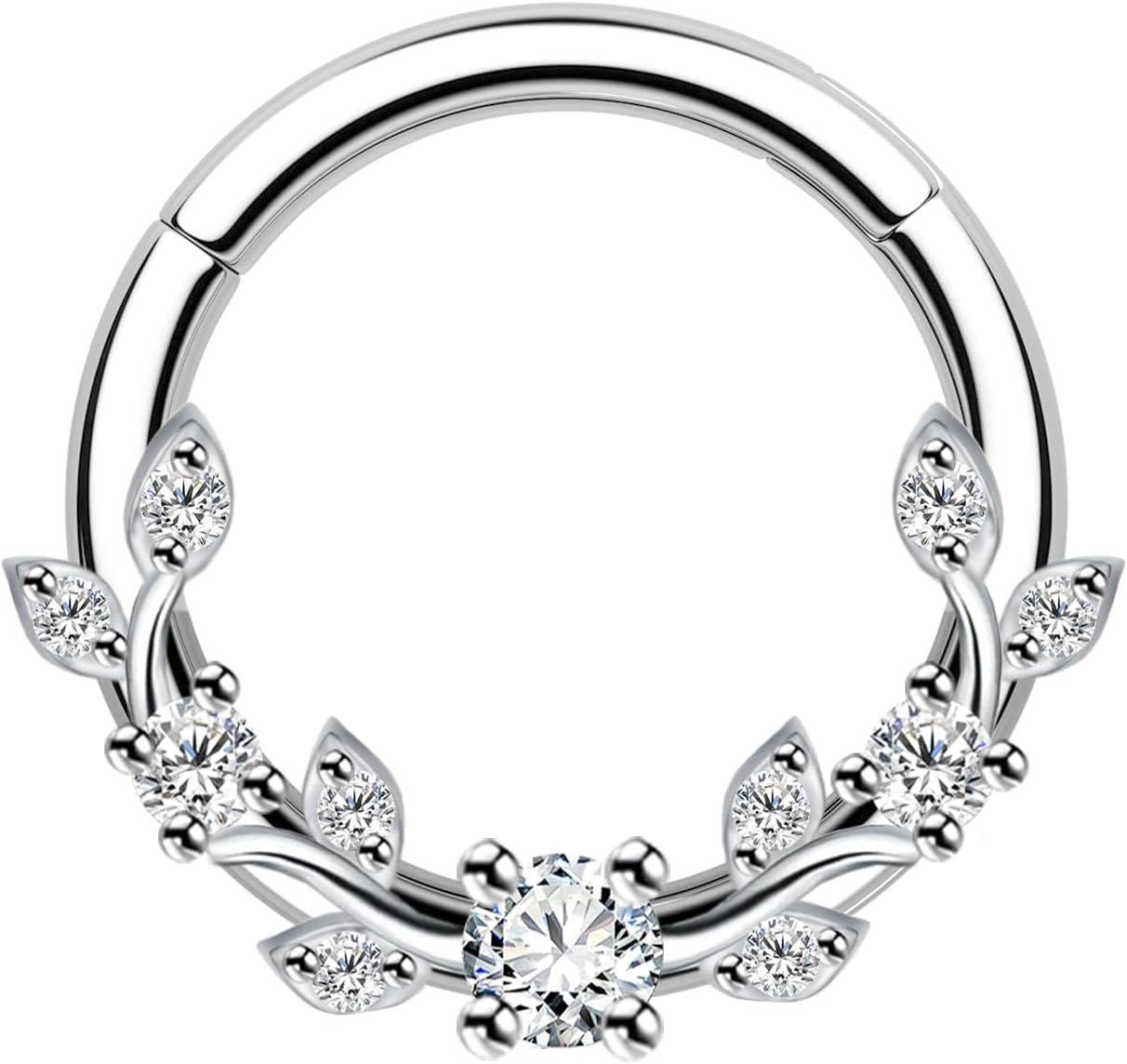 Septum Ring 16G Leaf Septum Nose Ring 316L Stainless Steel Vine Septum Piercing Daith Piercing Jewelry Conch Helix Earring Cartilage Earring for Women Men