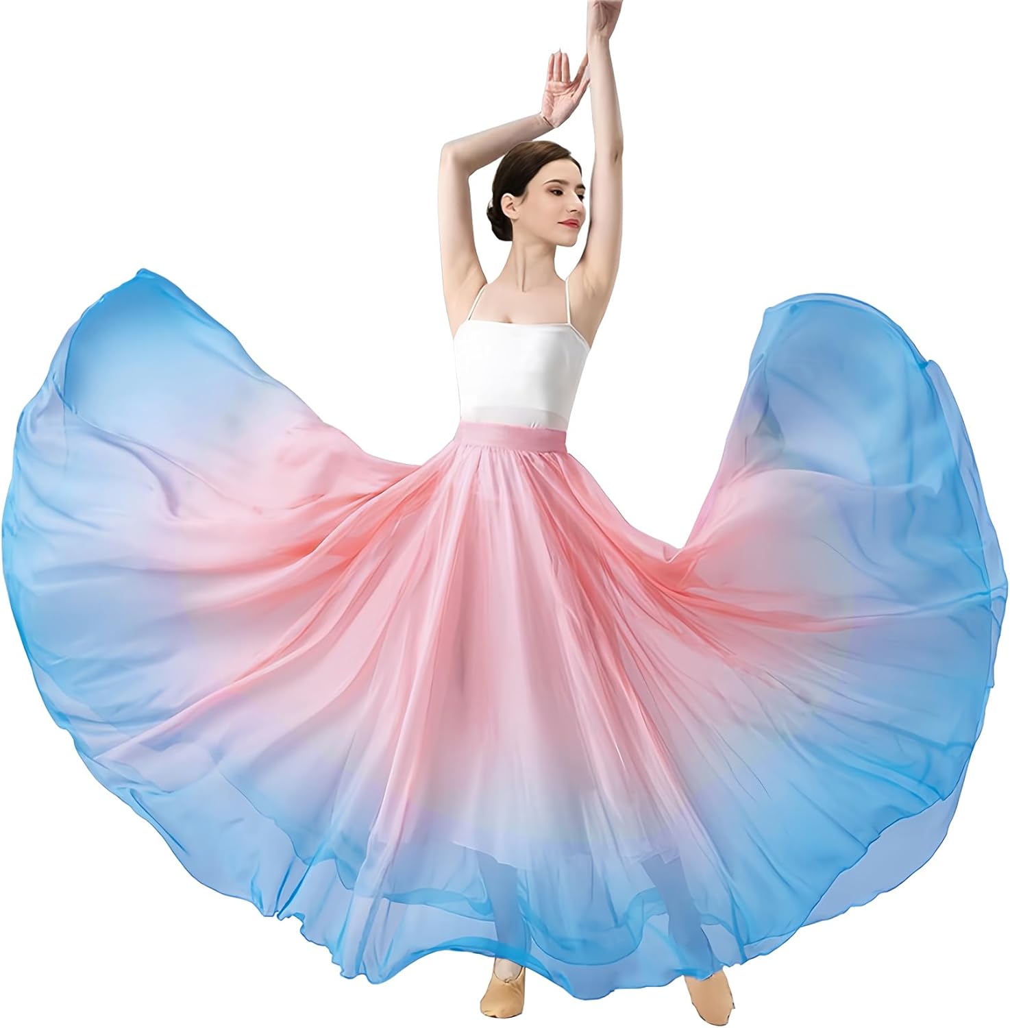 Long Sheer Lyrical Dance Skirt for Women's Swing Wrap Skirt Modern Ballet Costumes Performance