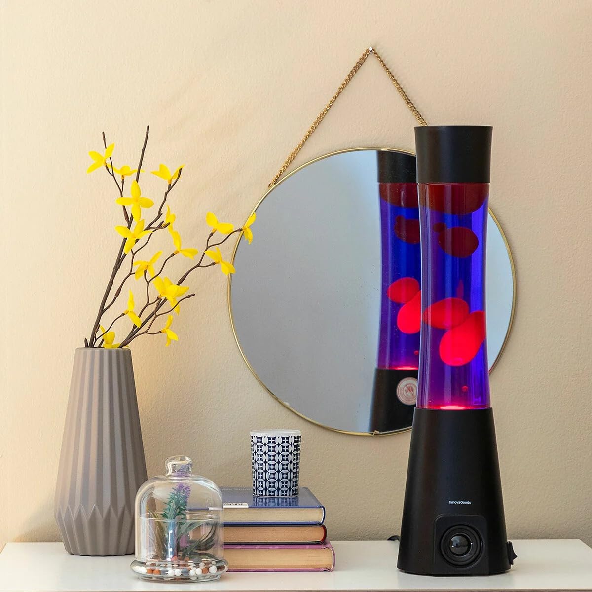 Lampada Lava con Altoparlante Magma con Altoparlante Bluetooth e Microfono - Multifunzionale - Musica - Connessione smartphone - Ricevuta chiamate - Altoparlante di alta qualità 3 W - Rosso