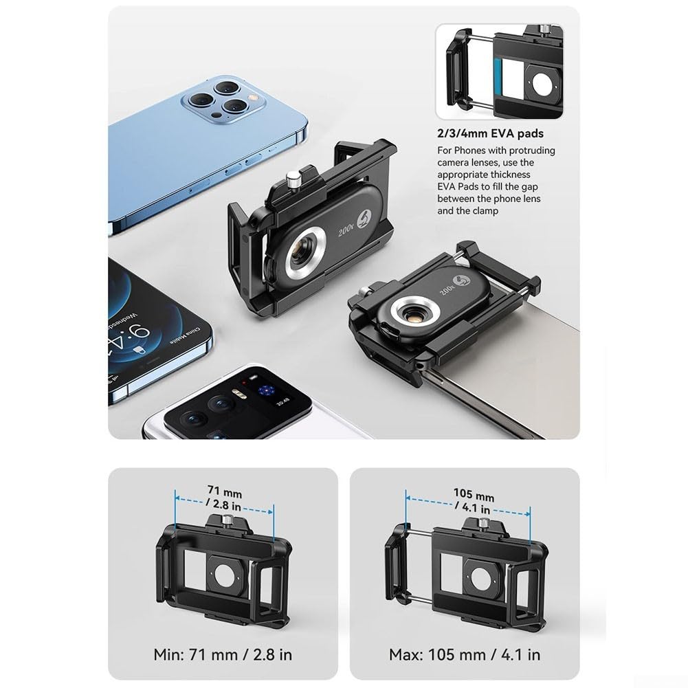Telefono 100X per microscopio Lens con luce LED per telefono 100X (150x) | Ingrandimento 100X, luce LED integrata, scatti chiari, materiale ABS, design portatile a clip