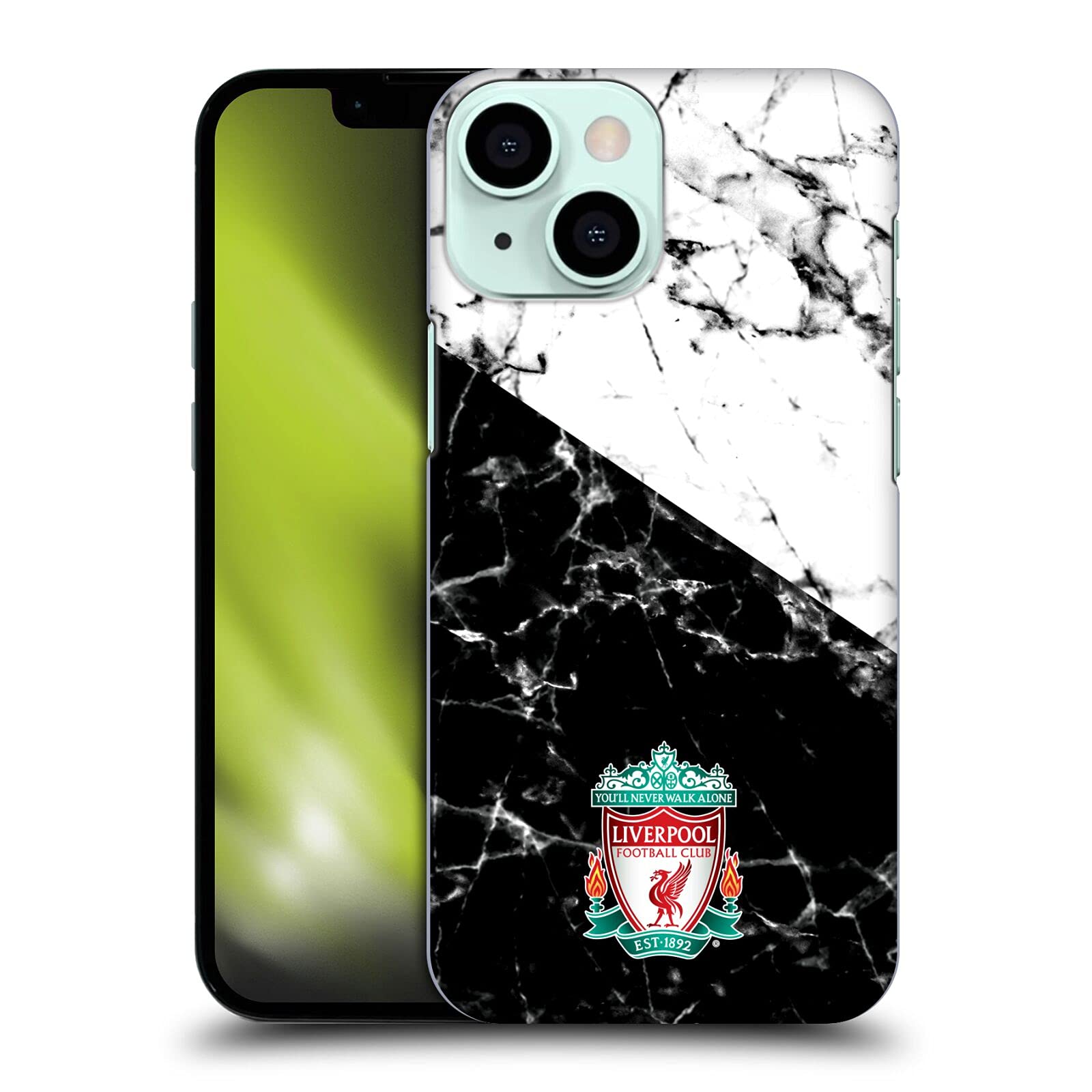 Head Case Designs Officially Licensed Liverpool Football Club Black White Crest Marble Hard Back Case Compatible With Apple iPhone 13 Mini