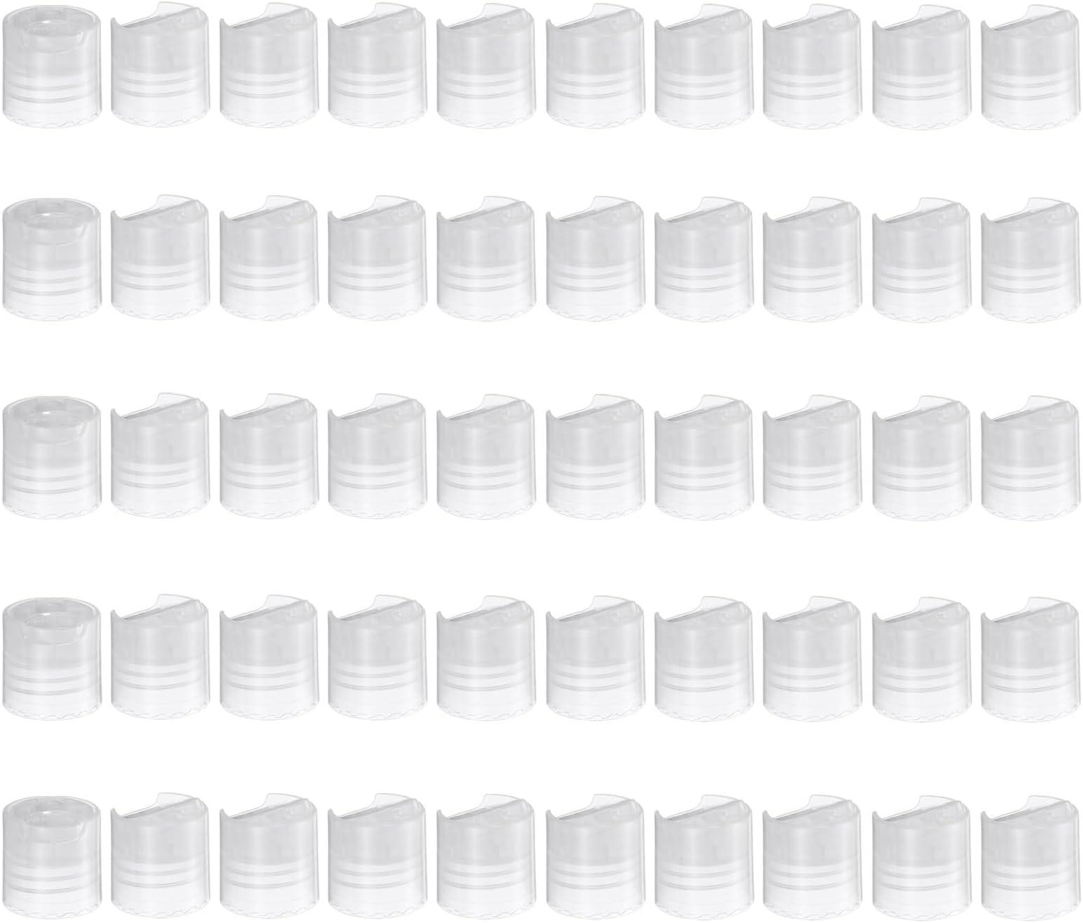 uxcell 50pcs PP Plastic Disc Top Caps, 28/410 Replacement Press Caps Durable Dispensing Lids for Squeeze Bottles, Refillable Bottles, Plastic, Empty, Shampoo, Clear