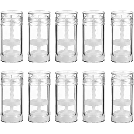 Healthcom 10 Pcs 30ml Empty Deodorant Containers Twist-up Filling Stick Clear Plastic Deodorant Container 1 Oz Refillable Deodorant Bottles Bottom-fill Round Lip Balm Tubes for DIY Lipstick Crayon Chapstick