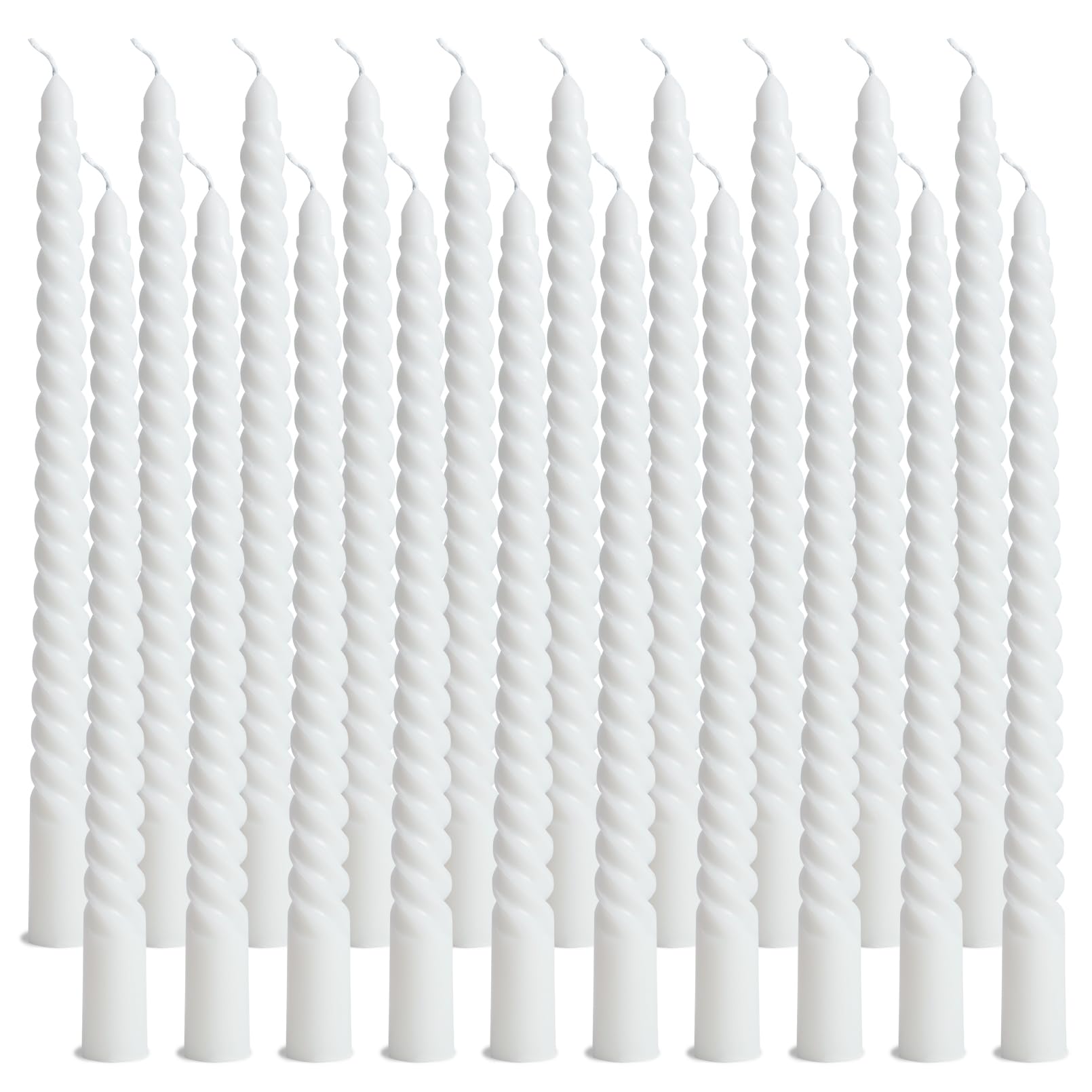 Cptoion Spiral Taper Candles,10 Inch Twisted Taper Candles,Unscented Dripless Twisted Candlesticks, White Spiral Taper Candles for Home Decoration,Dinner Party Wedding Holiday (24 Pcs)