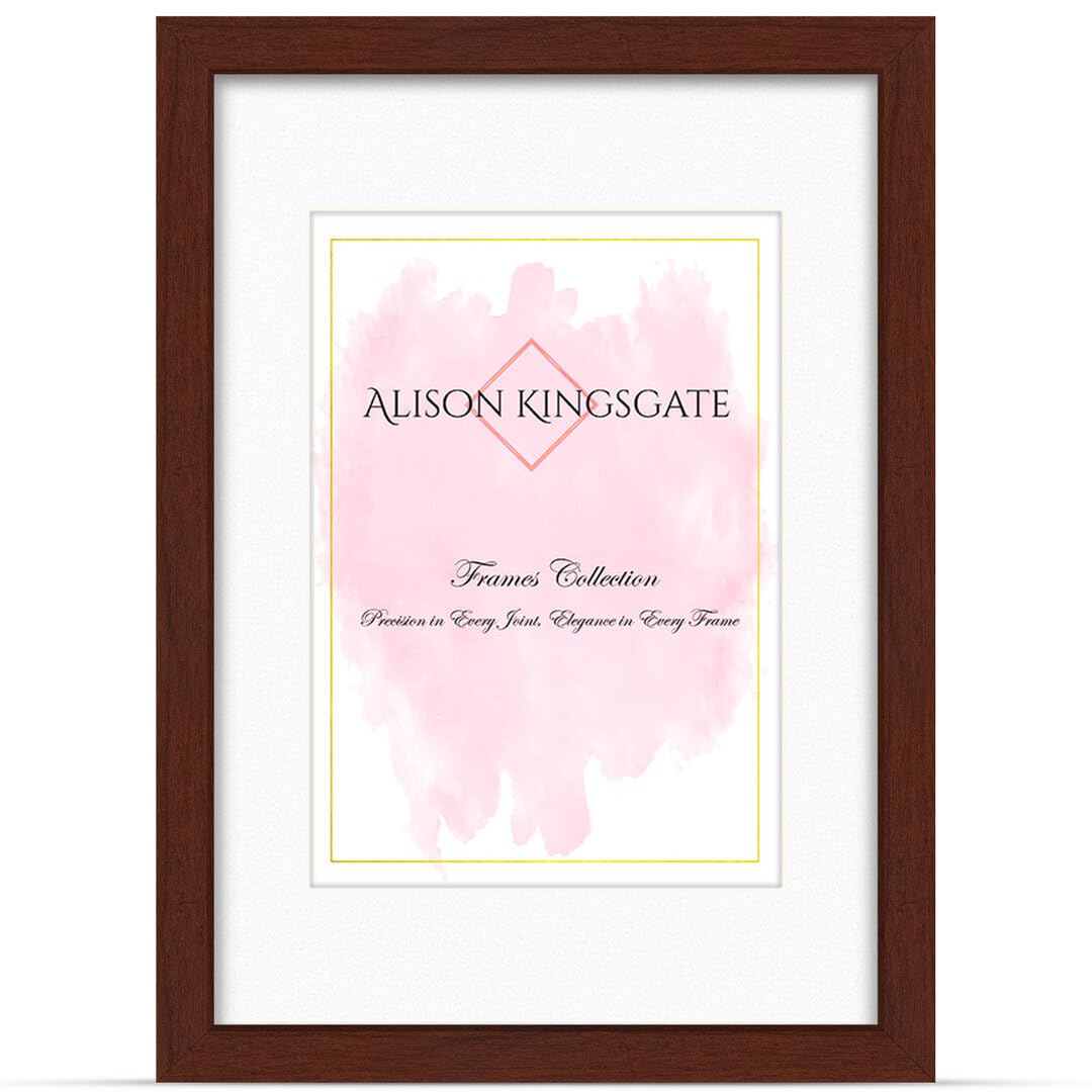 Alison Kingsgate A1 Rose Wood Picture Frame with A2 Mount - Engineered Wood Photo Frame with Precision Cut Cardboard Mount - Ideal for Posters -Sizes & Colours Available — image 1