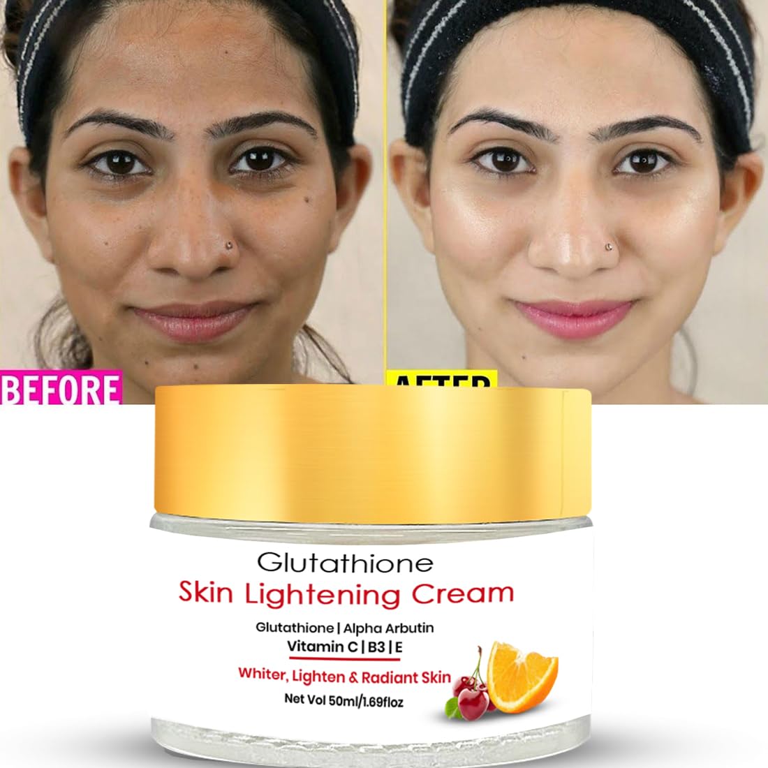 before and after glutathione cream Glutathione Brightening Face Cream with Alpha Arbutin & Vitamin Blend for  Even Tone, Radiant Look, Daily Moisturizing Skin Care – 50 ml : Amazon.in: