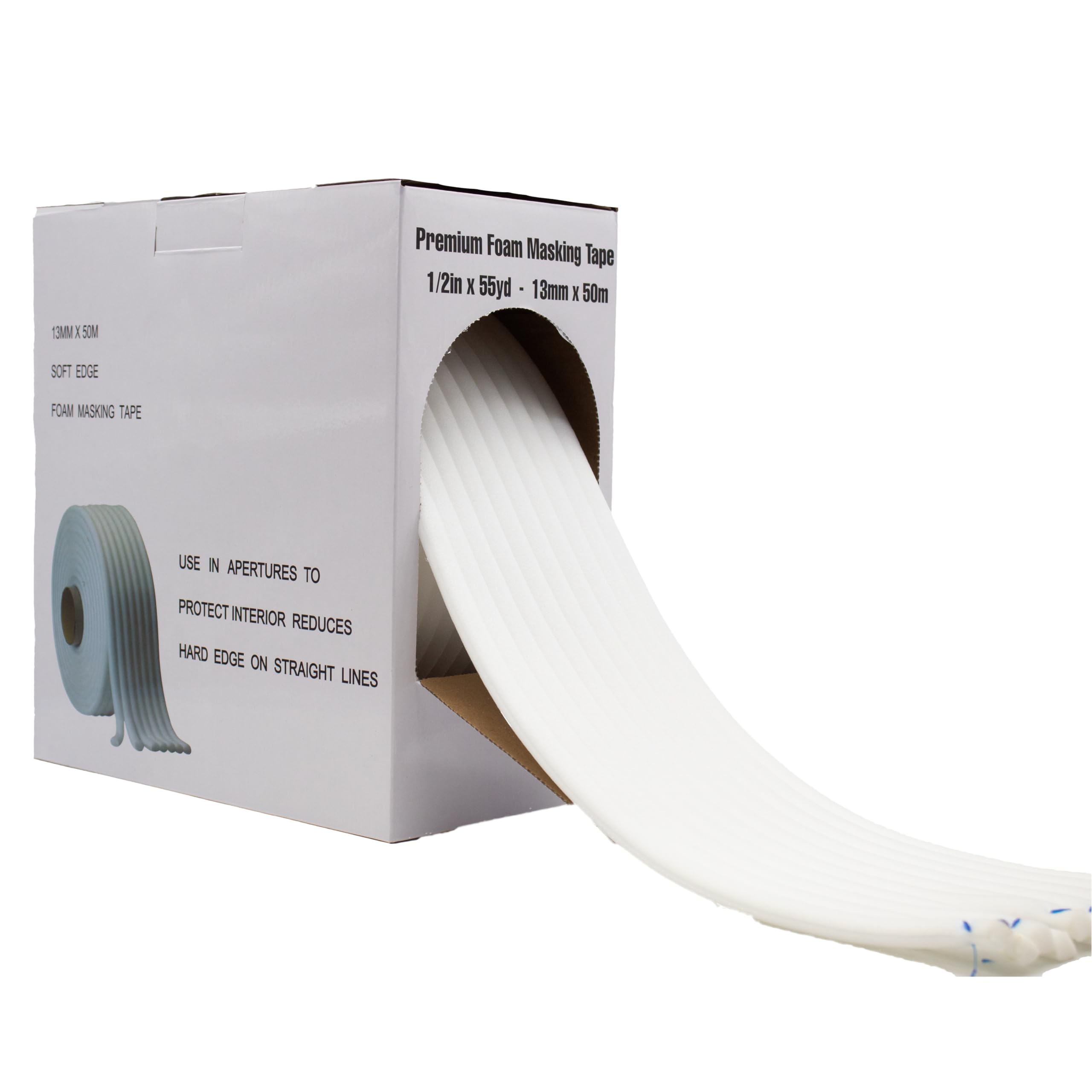 LAUCO 13MM x 50M Soft Edge Foam Masking Tape for Sealing Car Door Jams Overspray Protection, in Apertures to Protect Interior Reduces Hard Edge on Straight Lines (1/2 Inch x 55 Yards)