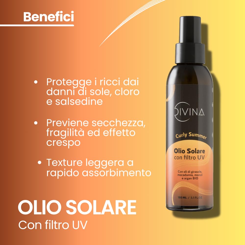 Kit Curly Summer trattamento completo specifico per l'estate per capelli mossi, ricci, super-ricci, afro by Divina BLK, 4 prodotti
