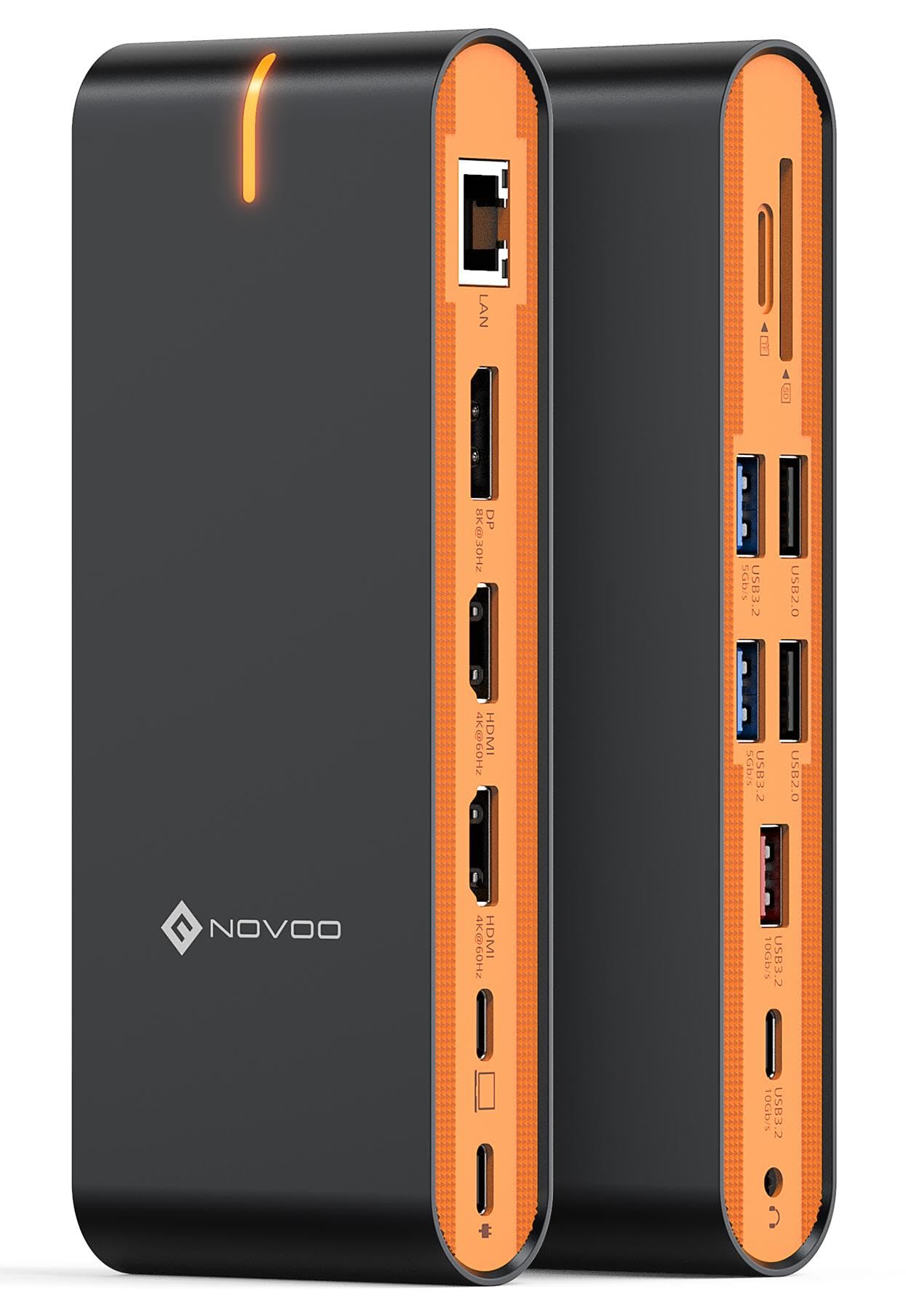 NOVOO 15-in-1 USB C Docking Station Triple Monitor 8K@30Hz DP,Dual 4K@60Hz HDMI, 10Gbps USB-A+C,SD/TF,Gigabit Ethernet,PD 100W USB C Hub Kompatibel mit Mac M1/M2/M3/M4 Pro/Max,Mac Mini,Windows Laptops