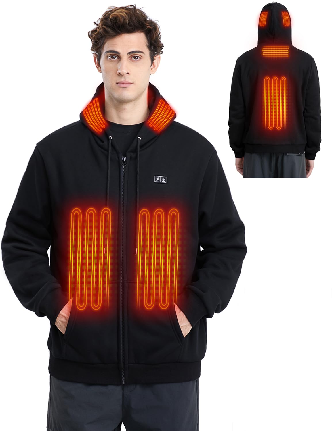 Heated Hoodie for Men and Women 6 Heating Zones Zip Up Heated Sweatshirt with 12000mAh Battery