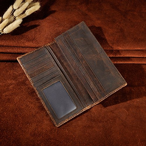 Le'aokuu Mens Genuine Leather Bifold Checkbook Organizer Card Case Wallet Purse4