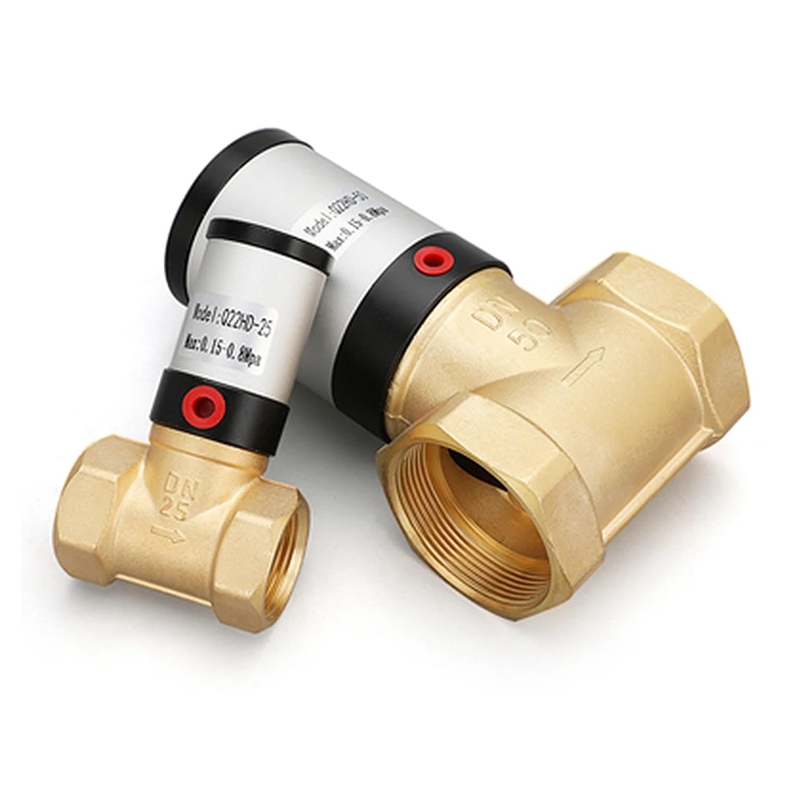 Válvula neumática de aire de corte de latón de 2/2 vías, G 1/2" 3/4" 1" DN50, N/CN/O, for agua, petróleo y gas, Q22HD-15/20/25/32/40/50(Q22HD-15 NC,NBR)