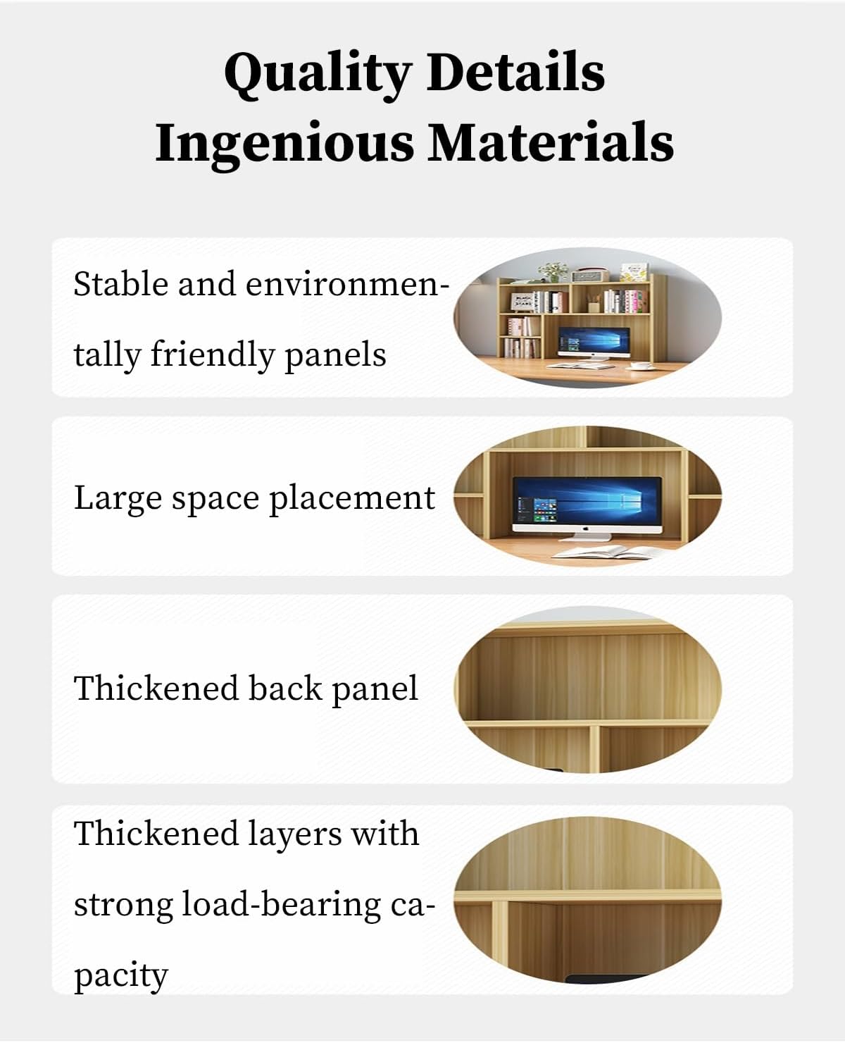 Desk Hutch, Multi-Layer Student Computer Rack, Dormitory Bookcase, Storage, Suitable for and Bedroom