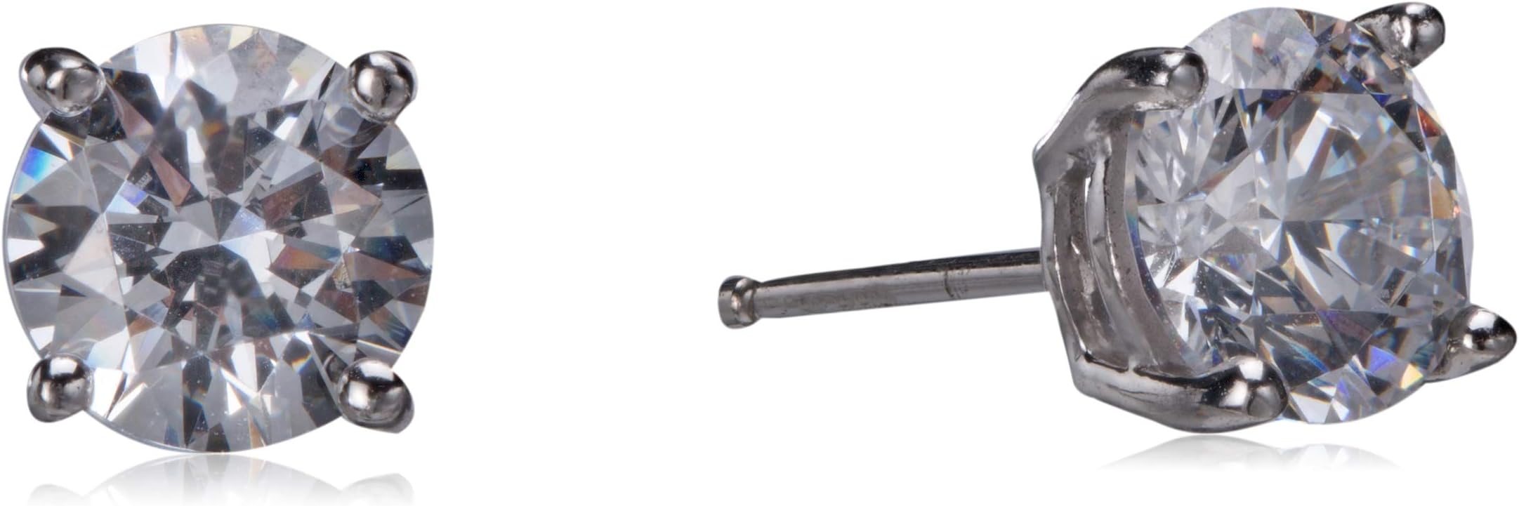 Amazon CollectionPlatinum Plated Sterling Silver Stud Earrings set with Round Cut Infinite Elements Cubic Zirconia (1 cttw)