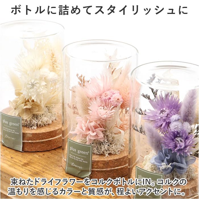 Amazon｜ドライフラワー コルクボトル ガラスボトル パープル｜ドライ