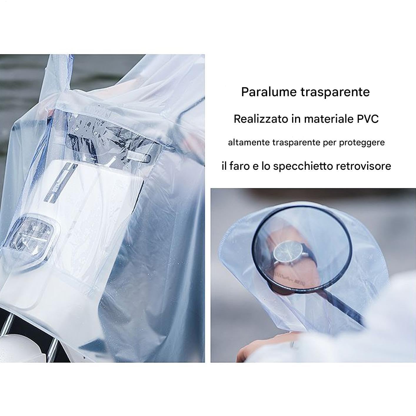 Poncho Bici Impermeabile per Motocicli con Cappuccio | Impermeabile Riutilizzabile Trasparente Per Donne Scooter Escursioni Motocicletta All'aperto