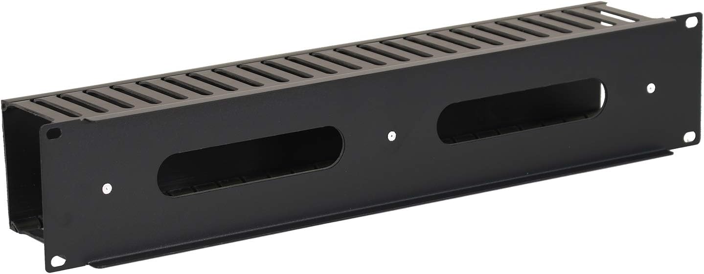 Aeons 2U Horizontal 19-inch Server Rack Mount Cable Management Raceway Duct Panel Cover Plastic Black 2-Pack