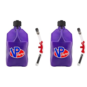 VP Racing 3612-CA, Square Motorsport Jug 5.5 Gallon -Translucent Purple, with Deluxe Filter Hose, and Hose Bender - 2 Pack