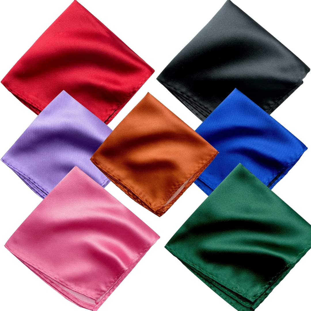 Satin Pocket Square for Men, Wedding Handkerchief for Suits, Blazers & Tuxedo, Men's Pocket Square Combo (Pack of 7) (Multicolor)-image-22