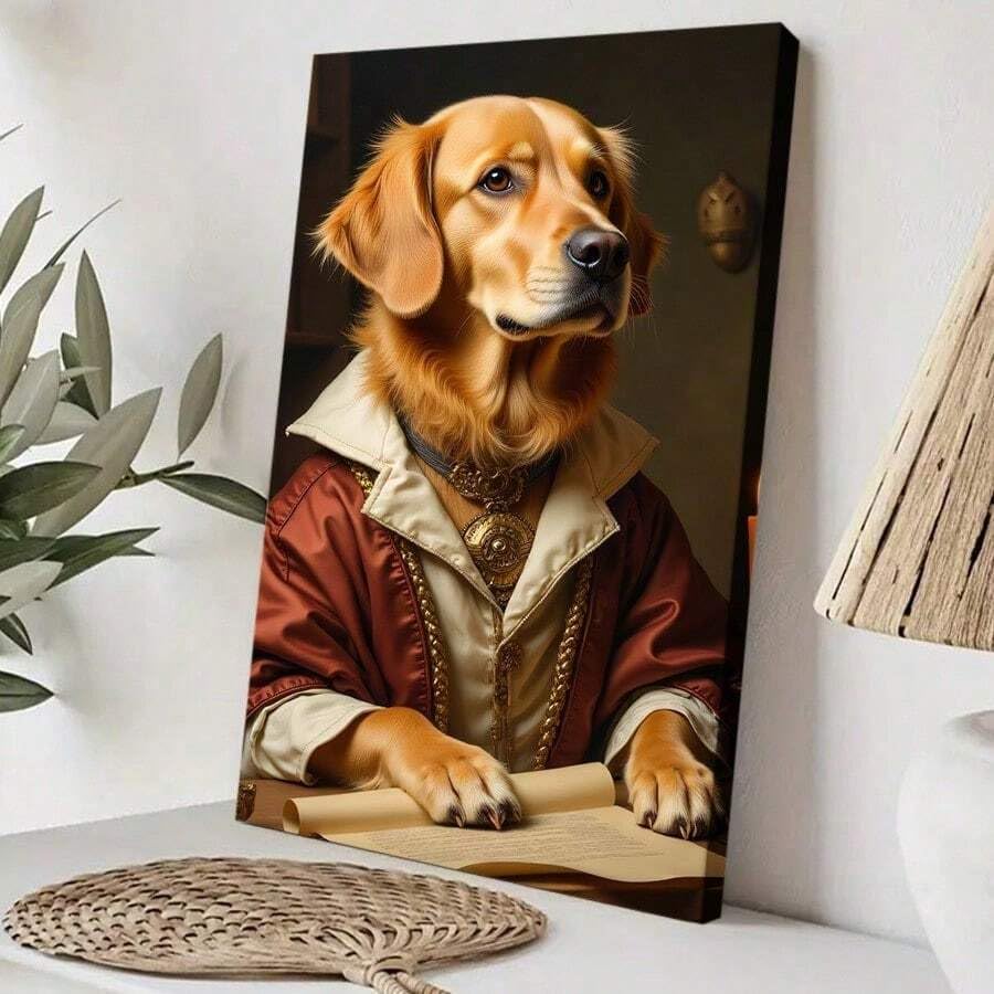 Toile vintage Golden Retriever pour créer une ambiance chaleureuse