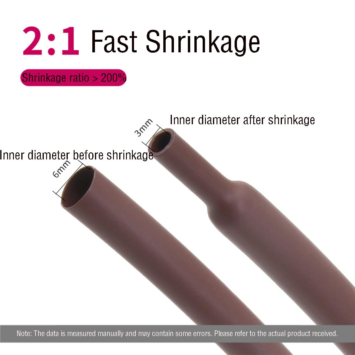 2:1 Guaine Termorestringenti 7.9mm e 2m di Lunghezza,Impermeabile,Nastro Isolante e Termorestringente per Il Collegamento dei Cavi Elettrici,Diversi Tipi Opzioni di Diametro,3mm（50m）