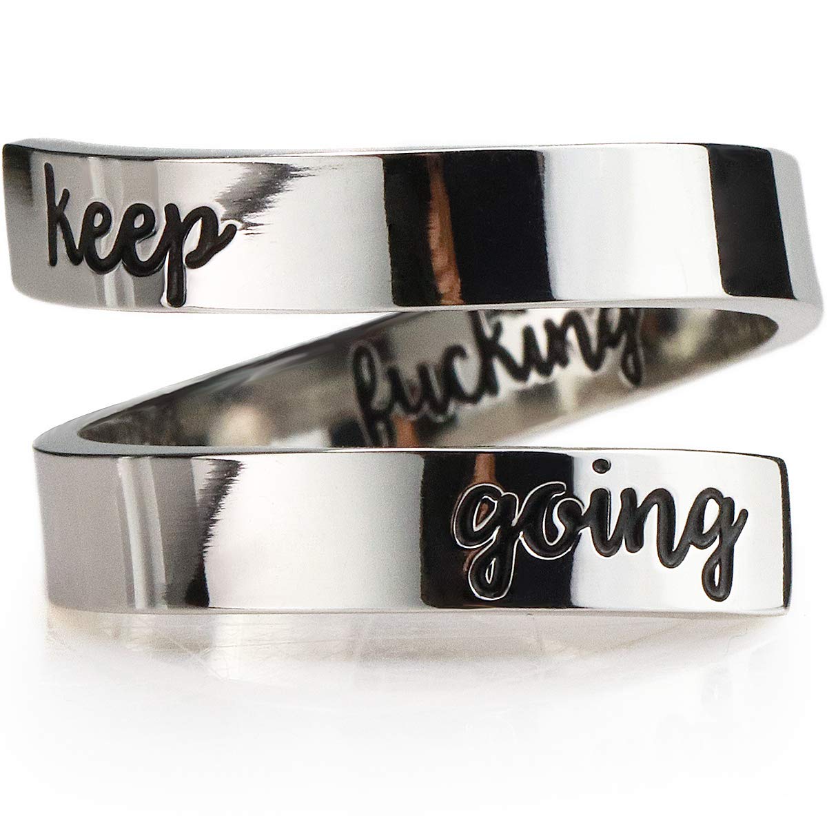 Inspirational Motivational Ring Stainless Steel Adjustable Ring Personalized Engraved Stacking Ring for Women