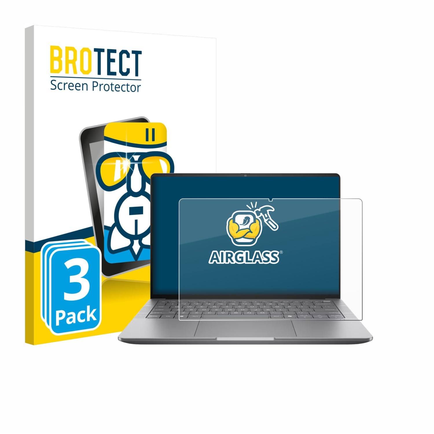 brotect 3 Pezzi Pellicola Vetro per HP Zbook Ultra G1a 14" | Chiara Protezione Schermo Made in Germany, Durezza 9H Anti-Graffio Glass Screen Protector