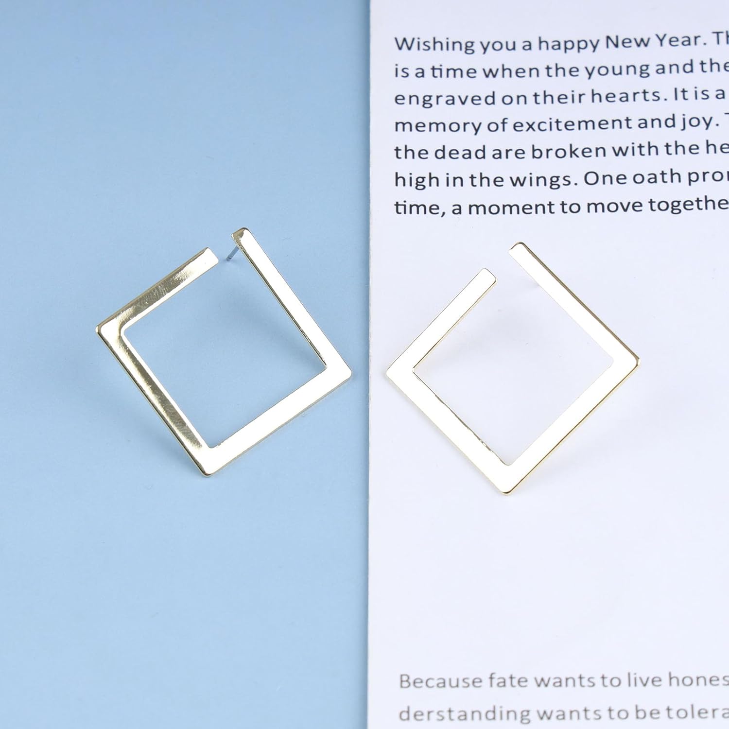 Andelaisi Boho Hollow Square Stud Earrings Vintage Metal Square Earrings Gold Square Geometric Earrings Personalized Square Dangle Earrings Jewelry for Women and Girls - Image 5