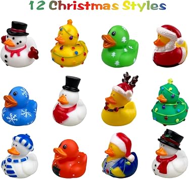 Anditoy 24 Pack Christmas Rubber Ducks Toys Bath Toys for Kids Toddlers Christmas Stocking Stuffers Party Favors Birthday Gifts