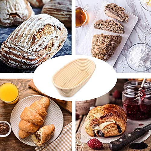 Carhar 2 pacotes de cesta de pão formato oval de 25 cm - tigela de massa de assar presentes para pad