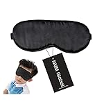 NMM Global 100% Natural Silk Sleep Eye Mask Kids, Cute Night Sleeping Mask with Adjustable Elastic Strap for Girls Boys Child (Black Small)