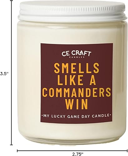 Miniatura 8 de Vela aromática inspirada en el fútbol Commanders - Aroma de vainilla bourbon - Cera de soja vertida a mano - Regalo para los fanáticos de los