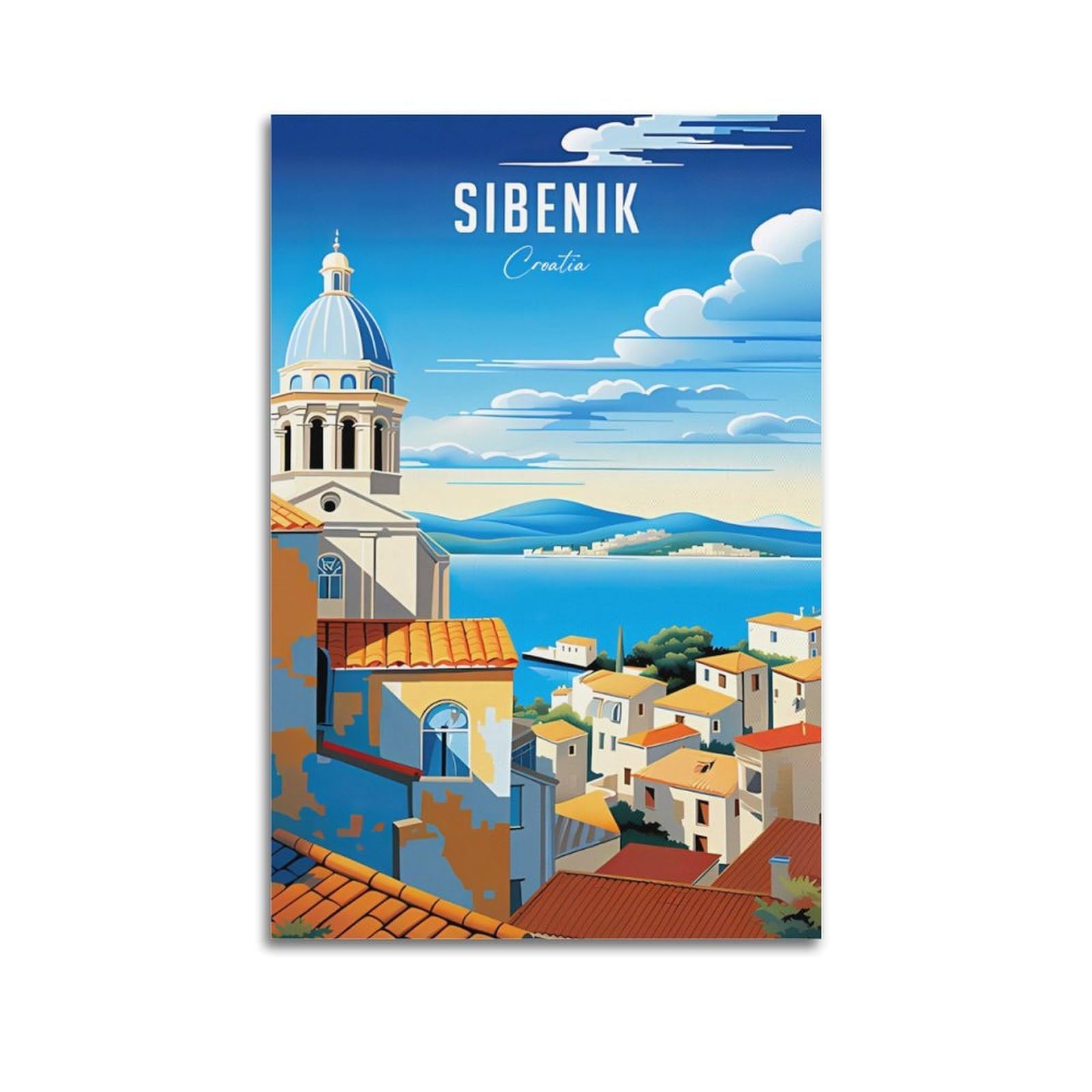 EZMLFA DIY Diamond Painting,Sibenik 5D Landscape Diamond Painting Kits for Adult, Gem Art Crystal Art Kits for Adults, for Home Wall 50x60cm