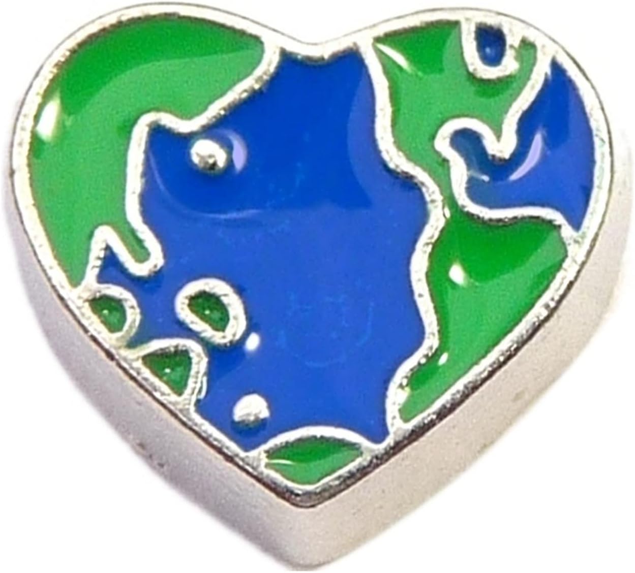 Heart Earth Globe Floating Locket Charm